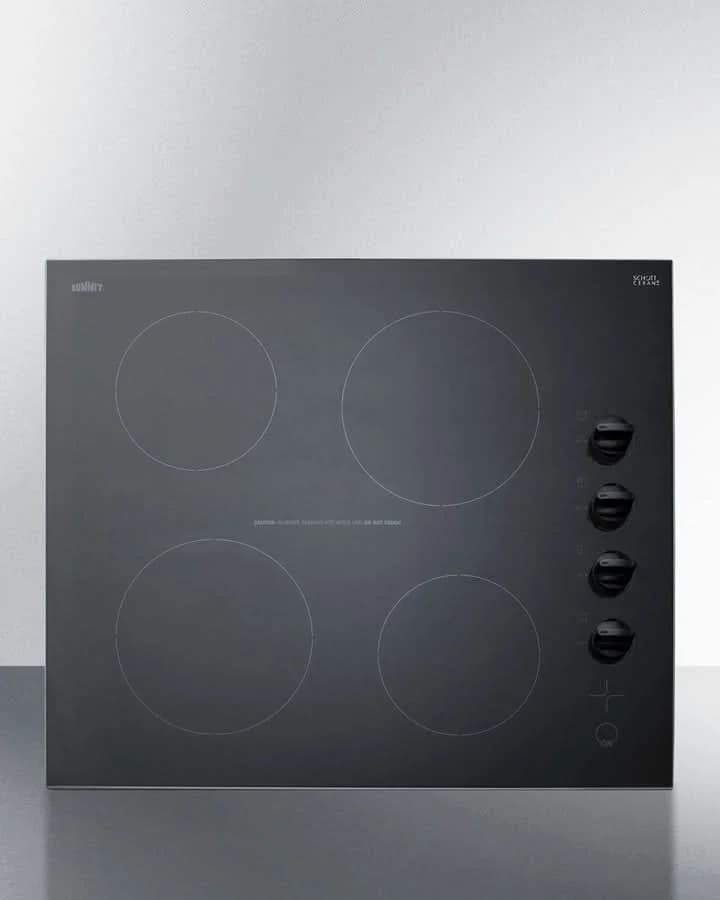Summit 24 Wide 230V 4-Burner Radiant Cooktop Black - CR4B242BK