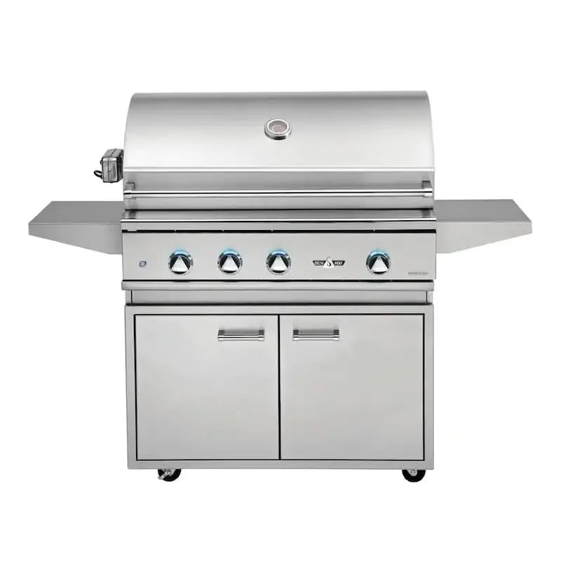 Delta Heat - 38-Inch 3-Burner Freestanding Grill with Sear Zone and Infrared Rotisserie Burner - Natural Gas - DHBQ38RS-DN + DHGB38-C