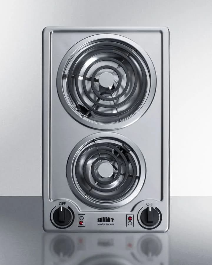 Summit - 12 Wide 230V 2-Burner Coil Cooktop - CCE227SS
