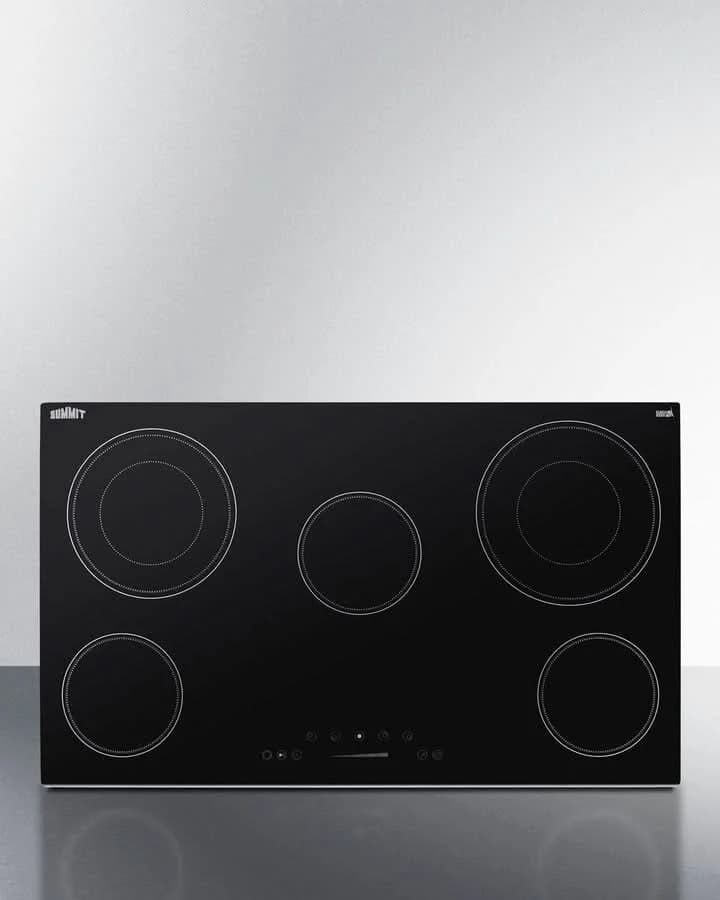 Summit - 36 Wide 208-240V 5-Burner Radiant Cooktop - CR5B36T9B