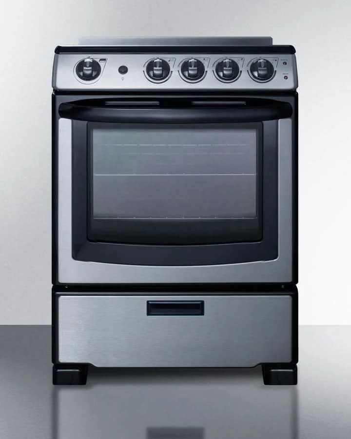 Summit - 24 Wide Electric Range & Convertible Hood - REXH24RSS