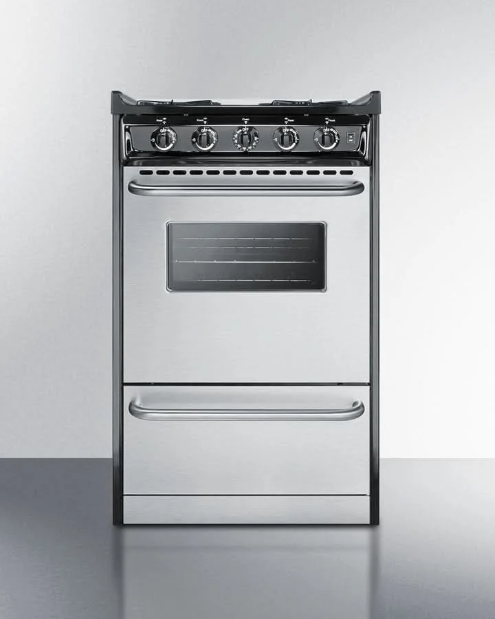 Summit - 20 Wide Gas Range, Open Burners - TNM1107BRW