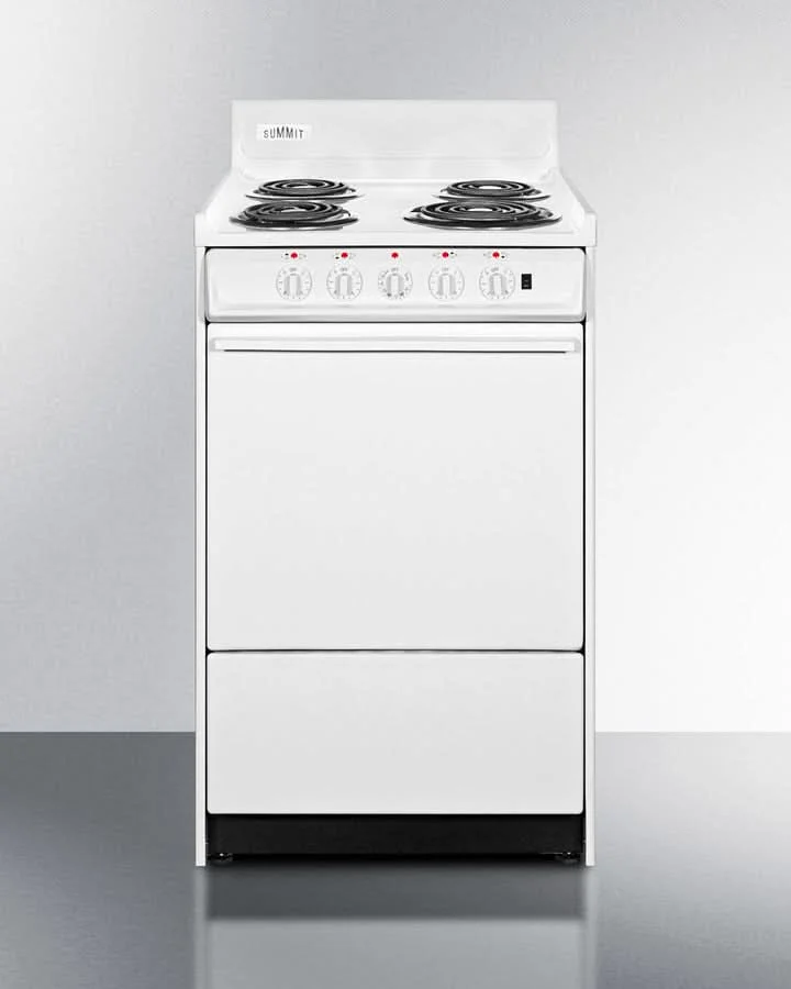 Summit 24 Electric Coil Top Range with Manual Clean Oven White - WEM1171Q