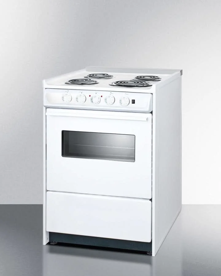 Summit 24 Wide Electric Coil Top Range with Storage Drawer White - WEM610RW