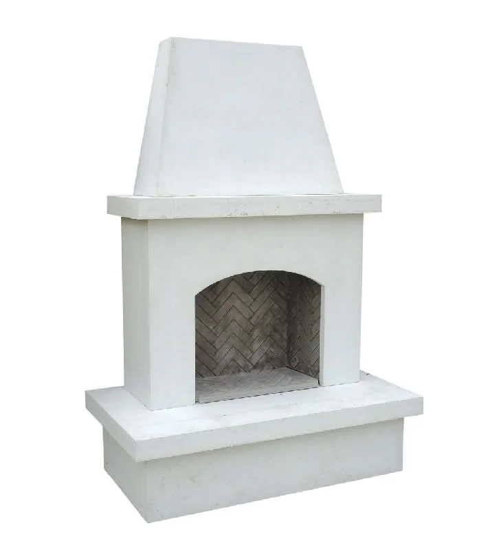 American Fyre Designs 96 Inch Vent-Free Free-Standing Outdoor Contractor's Model Fireplace - White Concrete- 140-11-A-WC-RBC