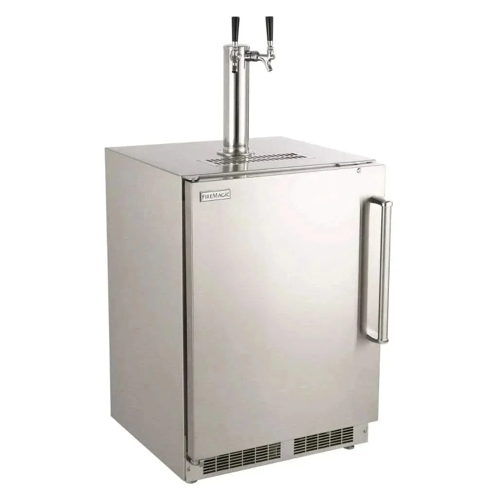 Fire Magic 24-Inch Left Hinge Outdoor Rated Dual Tap Kegerator - 3594-DL