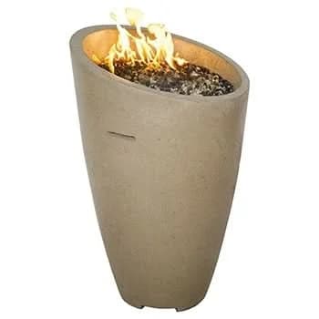 American Fyre Designs 23 Inch Eclipse Fire Urn with Door, White Concrete, Propane Gas, With Access- 520-WC-11-M2PC