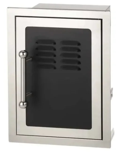 Fire Magic Echelon Black Diamond 14-Inch Right-Hinged Louvered Single Access Door W/ Propane Tank Storage & Soft Close - 53820HSC-TR