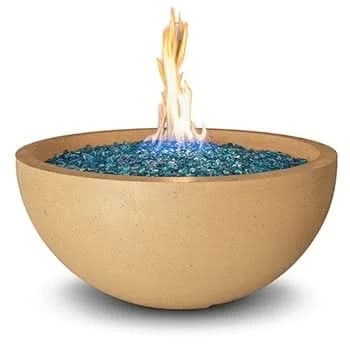 American Fyre Designs 36 Inch Round Fire Bowl, Concrete Grey, Natural Gas- 732-CG-11-M6NC