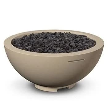 American Fyre Designs 32 Inch Round Fire Bowl, Cafe Blanco, Natural Gas- 733-CB-11-M6NC