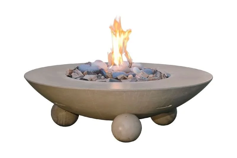 American Fyre Designs 16 Inch Versailles Round Firetable with Ball Feet, Cafe Blanco, Natural Gas- 744-CB-11-M6NC