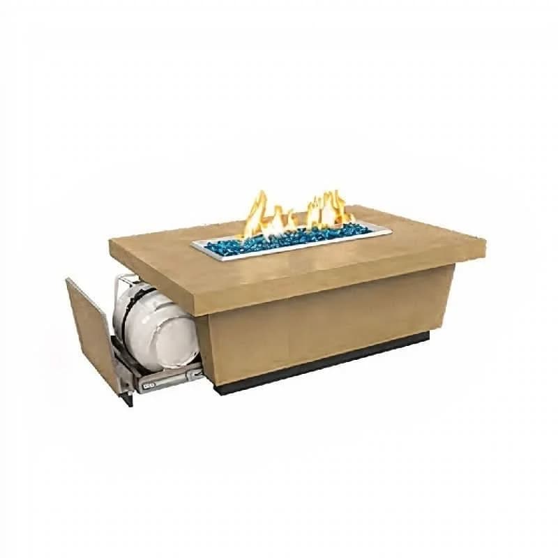 American Fyre Designs 18 1/2 Inch Contempo Rectangle Propane Gas Drawer Tank Firetable, Cafe Blanco- 785-CB-11-M4PC
