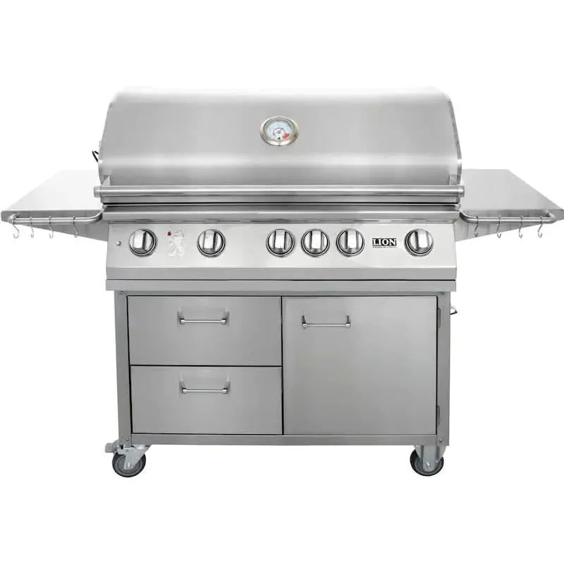 Lion L90000 - 40-Inch 5-Burner Freestanding Grill - Liquid Propane Gas - 53861 + 90814