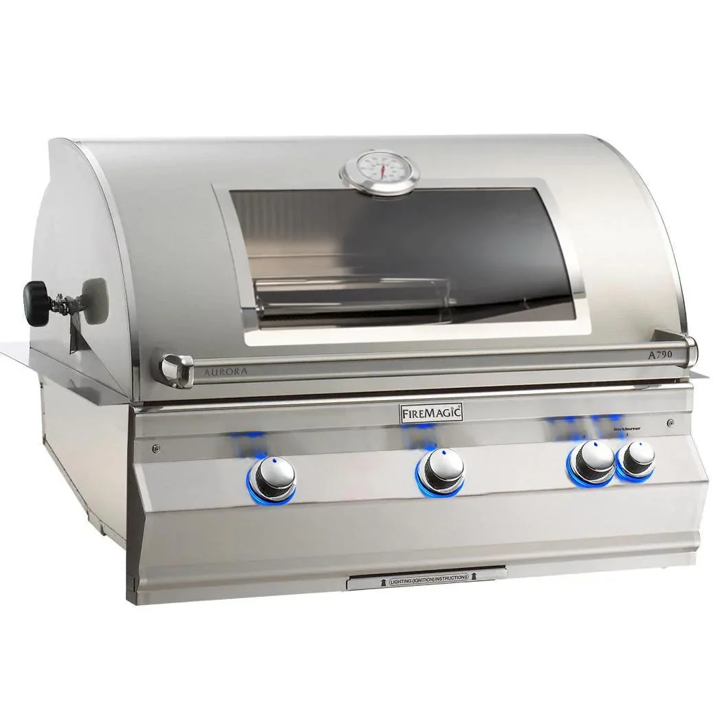 Fire Magic Aurora A790I - 36-Inch 3-Burner Built-In Grill with Magic View Window and Analog Thermometer - Natural Gas - A790I-7LAN-W