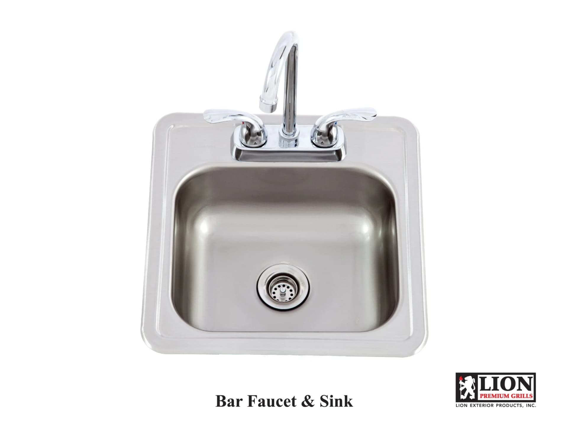 Lion Premium Grills 15 X 15 Outdoor Stainless Steel Sink With Hot/Cold Faucet β 54167