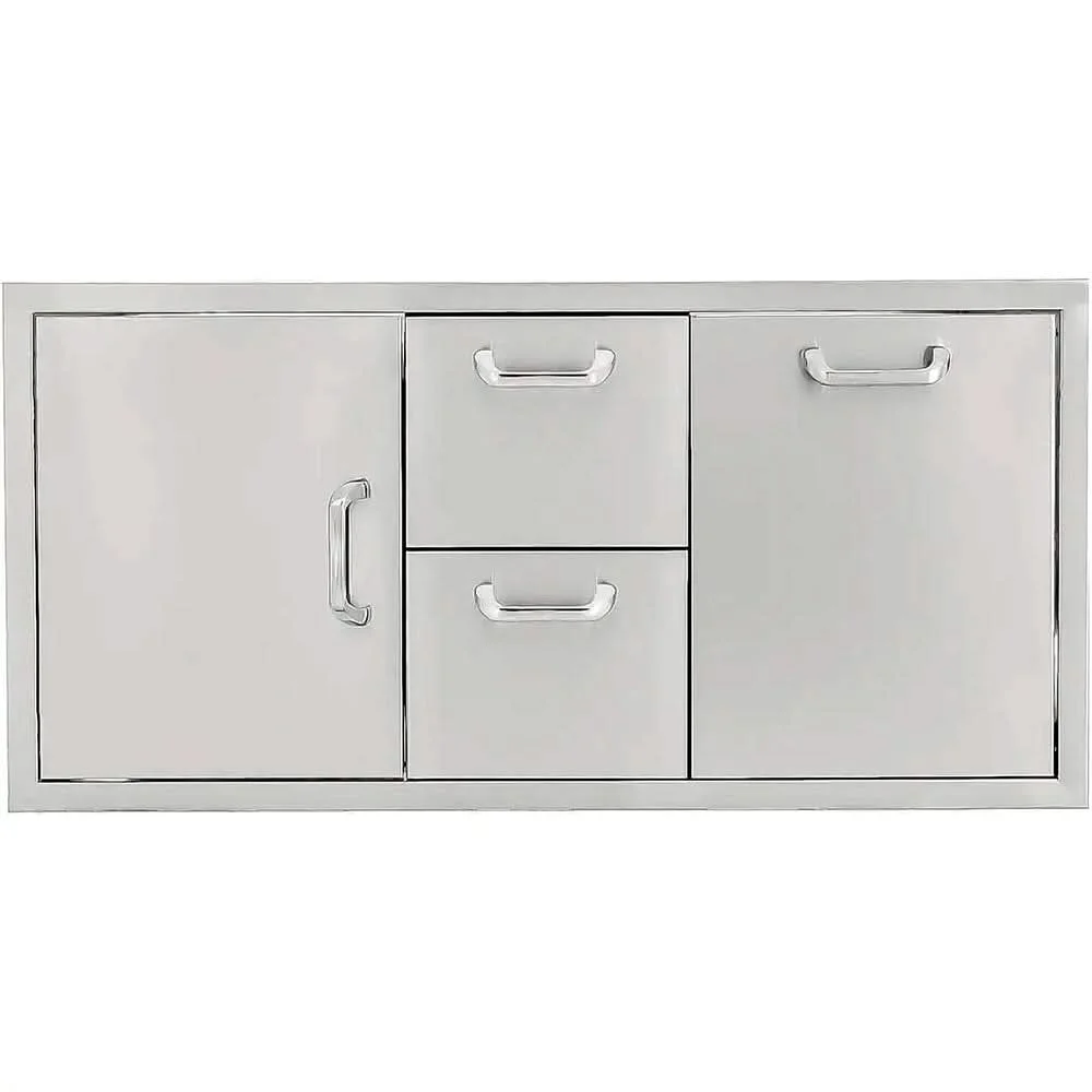 PCM 260 Series 42 Inch Door, Double Drawer & Roll Out Trash Bin Combo - BBQ-260-DDC-42TR