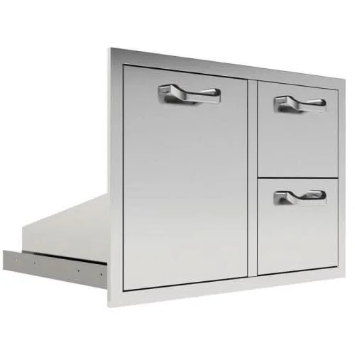 PCM 260 Series 32 Inch Double Drawer & Roll Out Trash/Liquid Propane Gas Bin On Right Combo - BBQ-260-DDC/TR-R