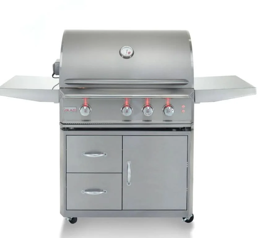 Blaze Professional LUX - 34-Inch 3-Burner Freestanding Grill - Natural Gas with Rear Infrared Burner - BLZ-3PRO-NG + BLZ-3PRO-CART-LTSC