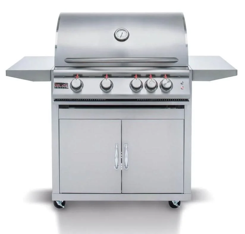 Blaze Premium LTE - 32-Inch 4-Burner Freestanding Grill - Natural Gas with Rear Infrared Burner & Grill Lights - BLZ-4LTE2-NG + BLZ-4-CART-SC