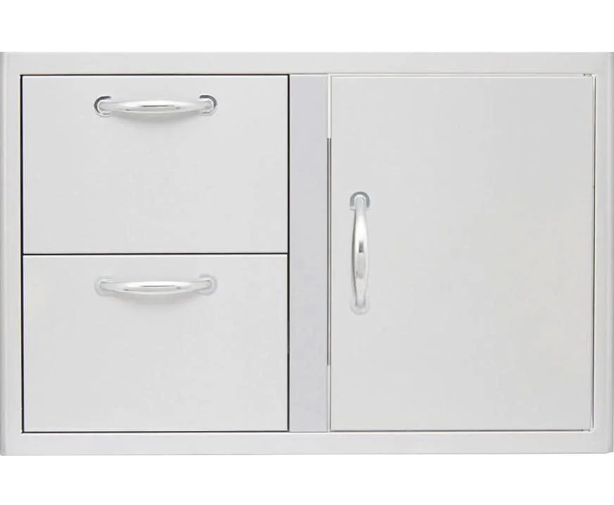 Blaze 32-Inch Access Door & Stainless Steel Double Drawer Combo - BLZ-DDC-R-LTSC