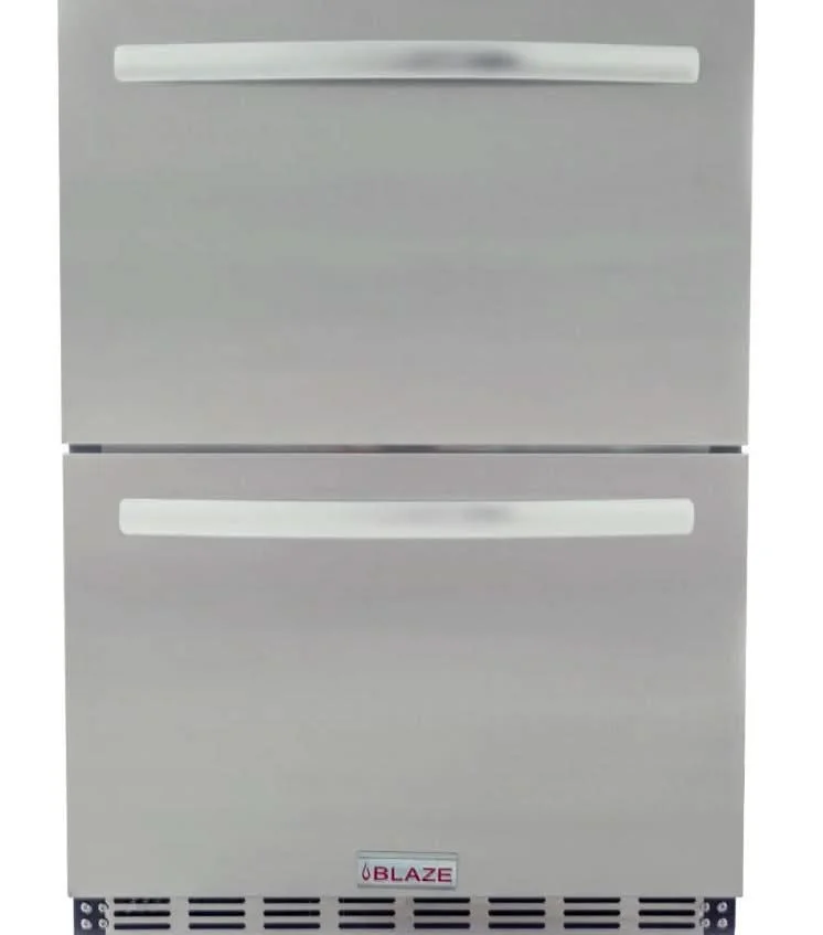 Blaze 23.5-Inch 5.1 Cu. Ft. Outdoor Rated Stainless Steel Double Drawer Refrigerator - BLZ-SSRF-DBDR5.1
