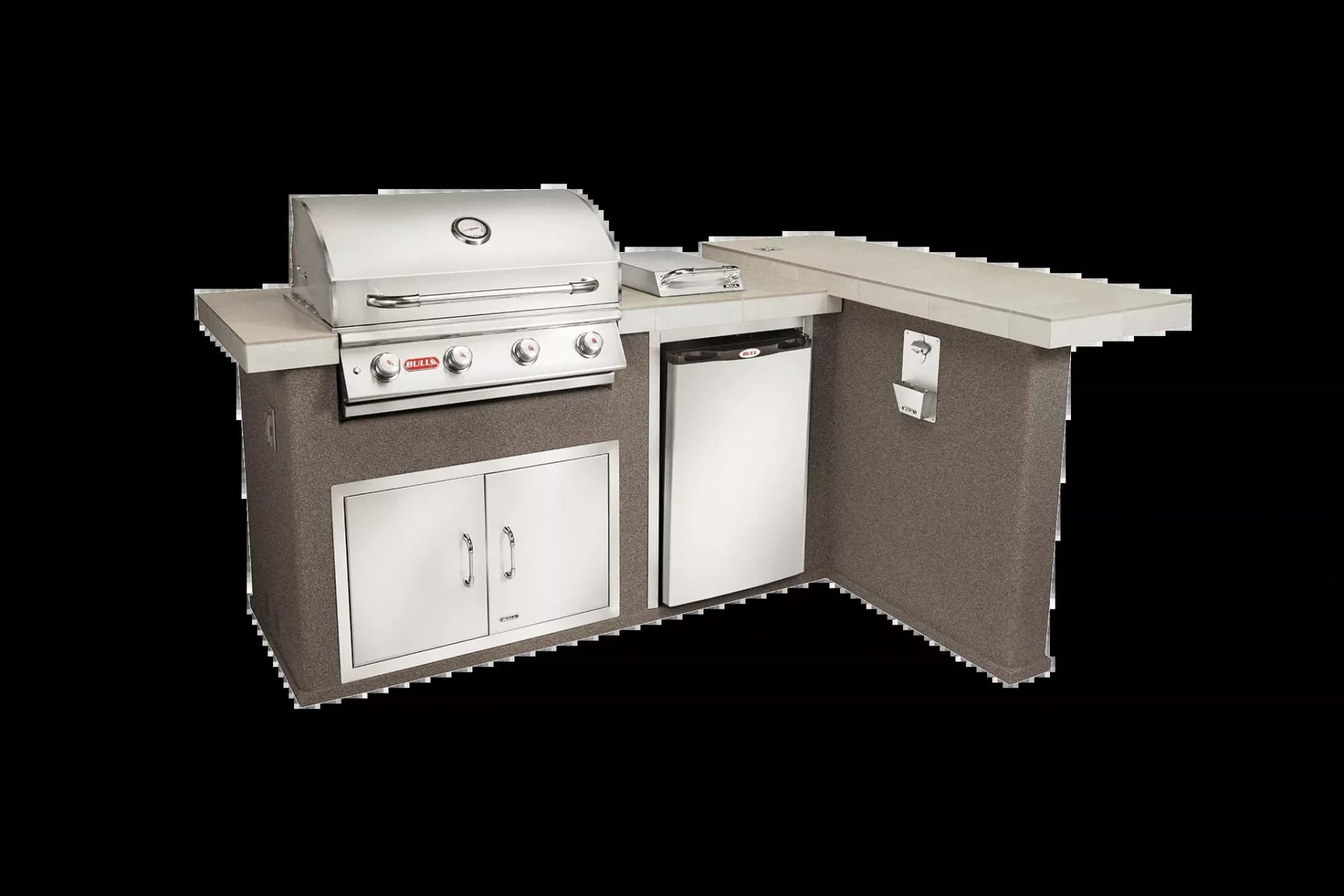Bull Island Luxury Q Outdoor L-Shaped Kitchen & Grill Quartzsite Base - 31026-NG