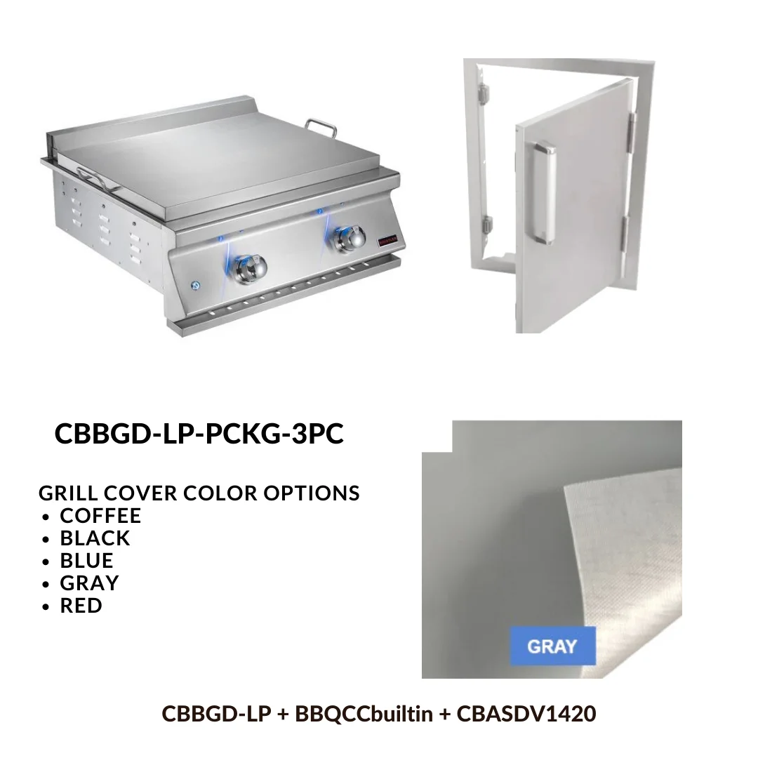 Whistler Basic Package Built-in Gas Griddle with Stainless Steel Access door and Custom Grill cover with 5 year warranty LP