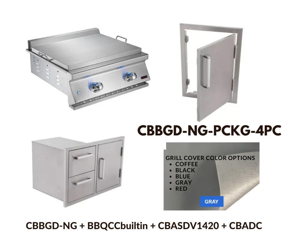 Whistler Standard Package Built-in Gas Griddle with Stainless Steel Access door, Door Drawer Combo and Custom Grill cover with 5 year warranty NG