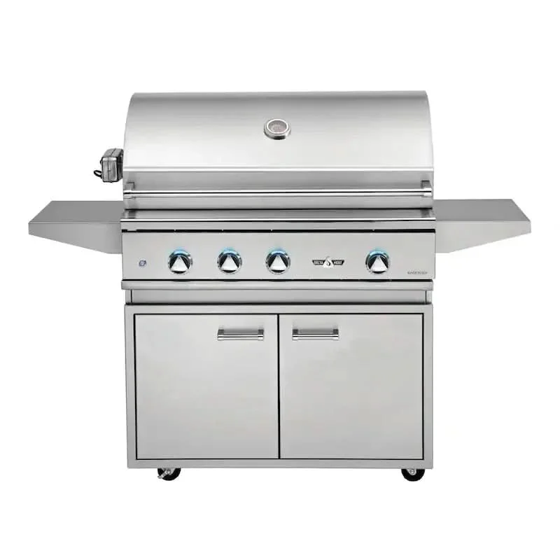 Delta Heat - 38-Inch 3-Burner Freestanding Grill with Infrared Rotisserie Burner - Natural Gas - DHBQ38R-DN + DHGB38-C