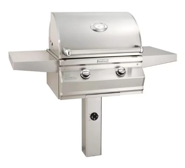 Fire Magic Choice Multi-User 24-Inch 2-Burner In-Ground Post Grill with Analog Thermometer - Liquid Propane Gas - CM430S-RT1P-G6