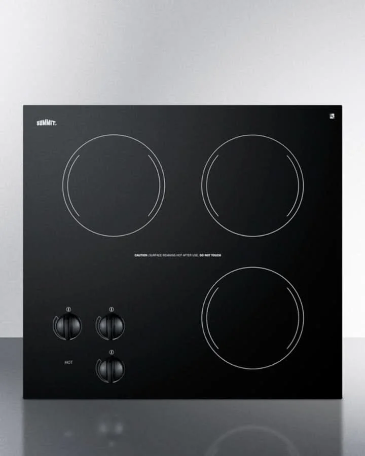 Summit 22 Wide 230V 3-Burner Radiant Cooktop Black - CR3240