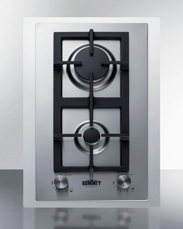 Summit 15 Wide 2 Burner Propane Gas Cooktop In Stainless Steel - GCJ2SSLPTK15