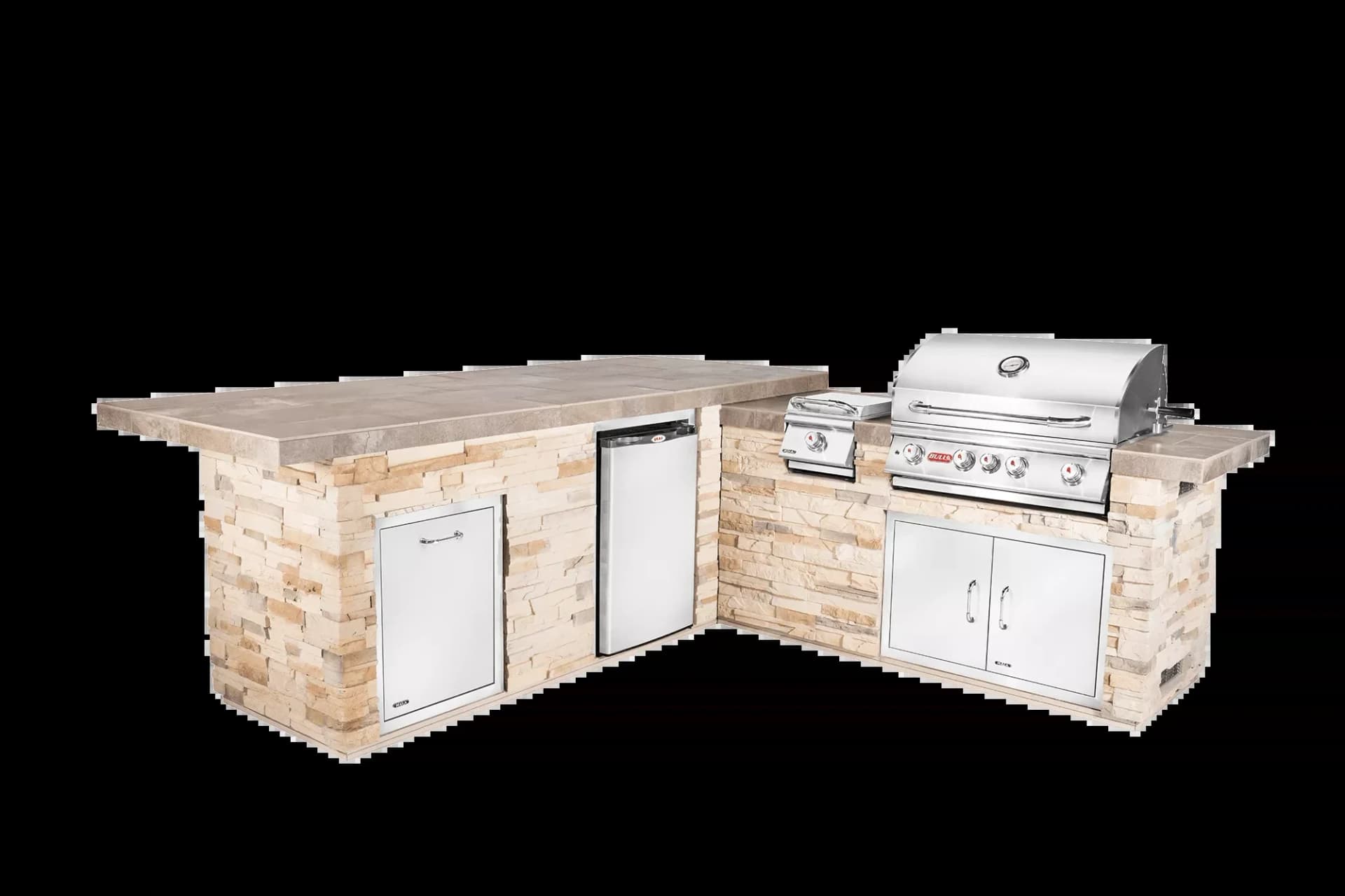 Bull Island Gourmet Q L Shaped Outdoor Kitchen & Grill Quartzsite Base - 31020-NG
