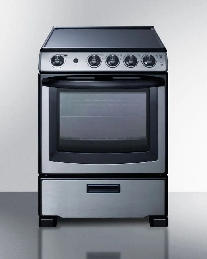 Summit - 24 Wide Electric Smooth-Top Range - REX2451SSRT