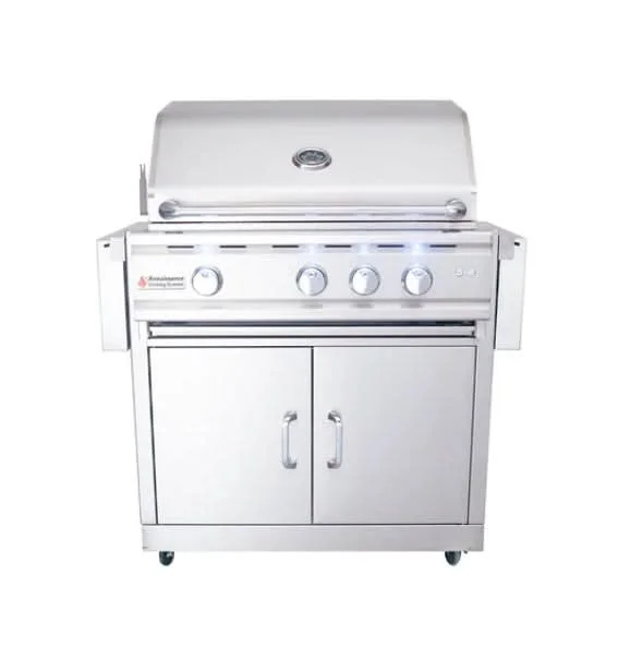 RCS Cutlass Pro - 30-Inch 3-Burner Freestanding Grill with Blue LED Lights and Rear Burner - Natural Gas - RON30A + RONMC