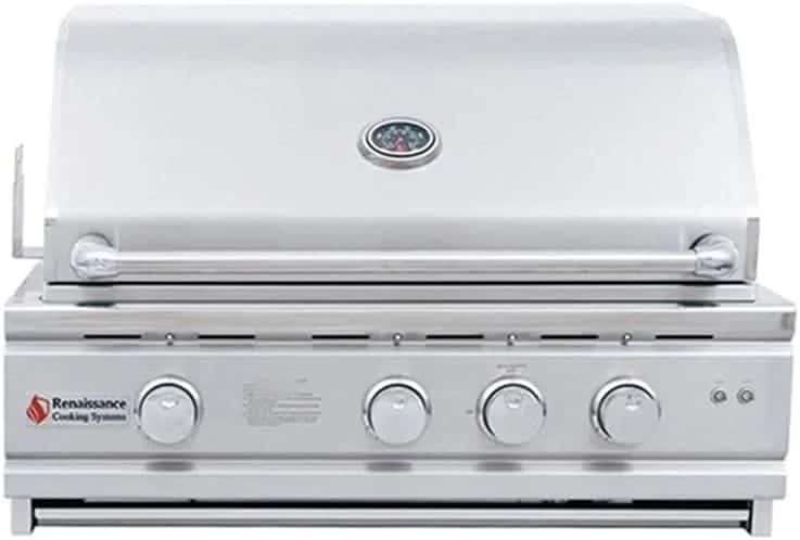 RCS Cutlass Pro - 30-Inch 3-Burner Built-In Grill with Blue LED Lights and Rear Burner- Liquid Propane Gas - RON30ALP