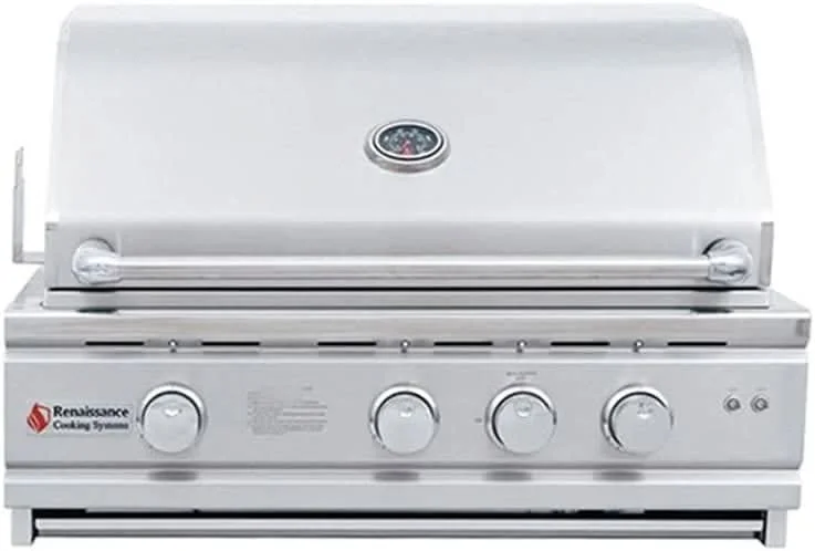 RCS Cutlass Pro - 30-Inch 3-Burner Built-In Grill with Blue LED Lights and Rear Burner- Liquid Propane Gas - RON30ALP