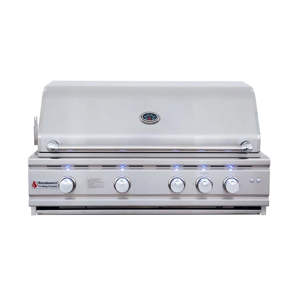 RCS Cutlass Pro - 38-Inch 4-Burner Built-In Grill with Blue LED and Rear Burner - Natural Gas - RON38A