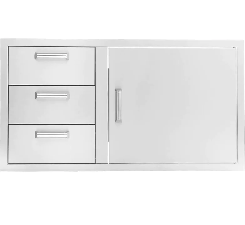 PCM 39-Inch Stainless Steel Reversible Access Door & Triple Drawer Combo, Contempo - BBQ-260-DDC-39 + BBQ-350H-Handle (4)