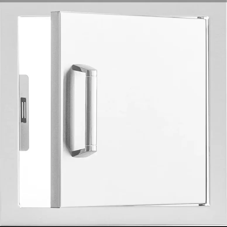PCM 12-Inch Stainless Steel Reversible Single Access Door Contempo - BBQ-260-SH-12X12 + BBQ-350H-Handle