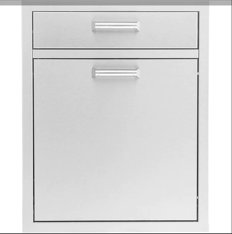 PCM 20-Inch Stainless Steel Single Drawer With Roll-Out Trash & Recycling Bin Combo, Contempo - BBQ-260-TR-DR1 + BBQ-350H-Handle (2)