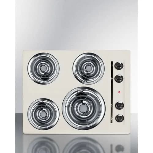 Summit 24 Wide 4-Burner Coil Cooktop Bisque - SEL03