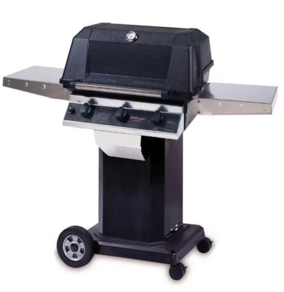 MHP Tri-Burn W3G4DD - 57-Inch 3-Burner Black Cart Grill with Sear MagicGrids - Liquid Propane Gas - W3G4DD-PS + OCOLB + OM-P