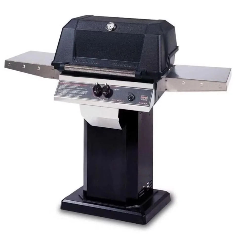 MHP WNK4DD - 57-Inch 2-Burner Black Patio Base Grill with Stainless Steel Shelves and Sear Magic Grids - Natural Gas - WNK4DD-NS + OCOLB + OP-N