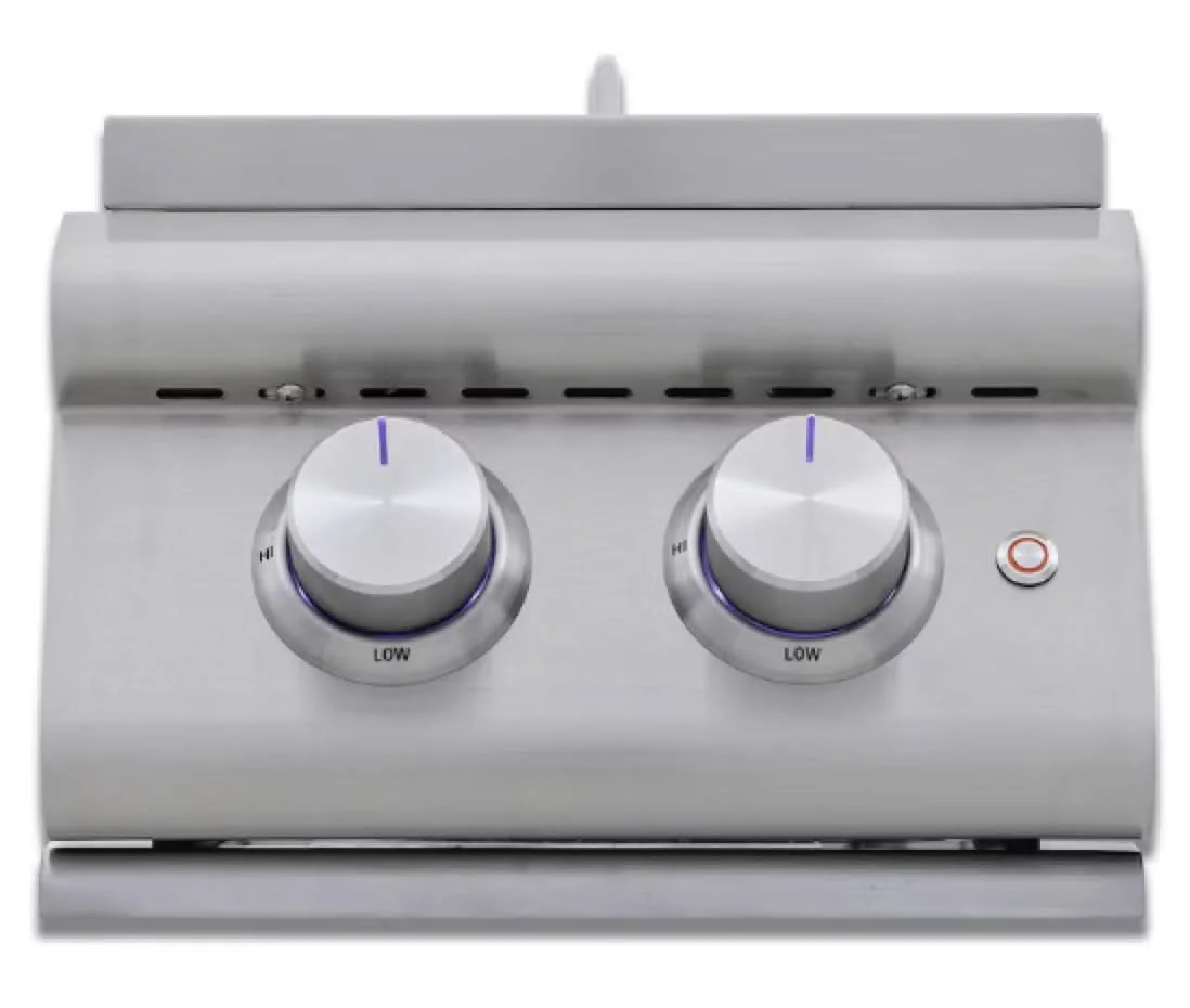Blaze Premium LTE+ Natural Gas Stainless Steel Double Side Burner W/ Lid - BLZ-SB2-LTE3-NG