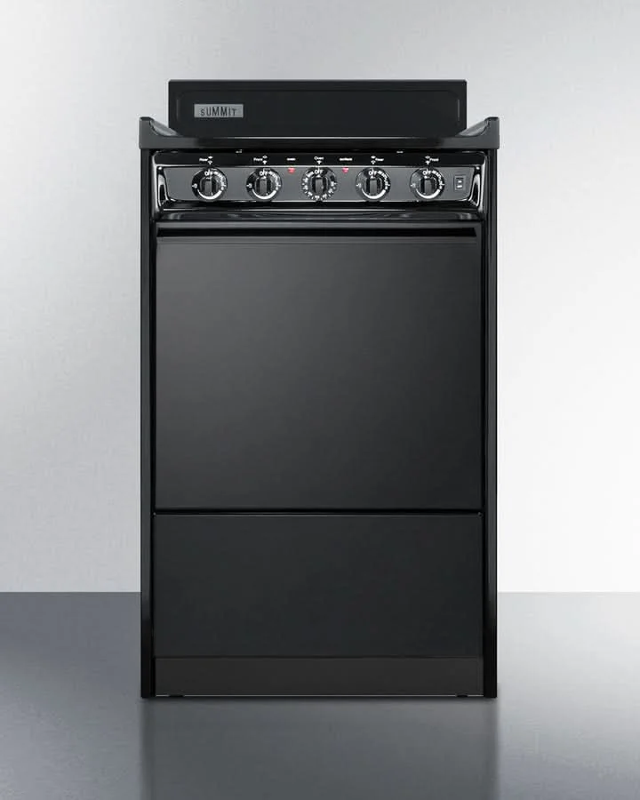 Summit 24 Electric Range with Manual Clean Oven and Chrome Drip Pans Black - TEM110C