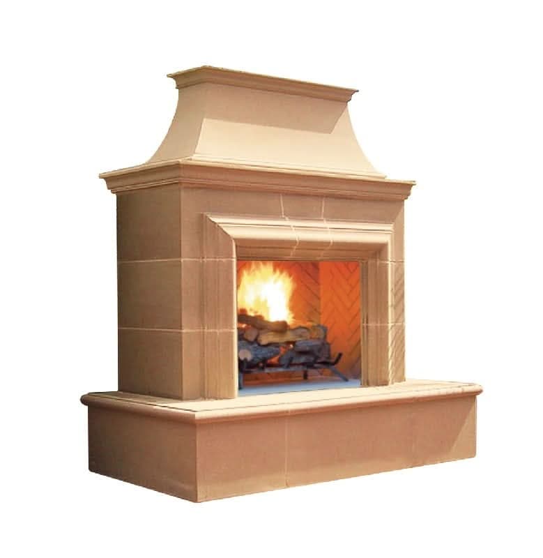 American Fyre Designs 82 Inch Vent-Free Free-Standing Outdoor Reduced Cordova Fireplace, White Aspen, Key Value on the RIGHT/Gas Source out the BACK- 123-20-N-WA-RBC