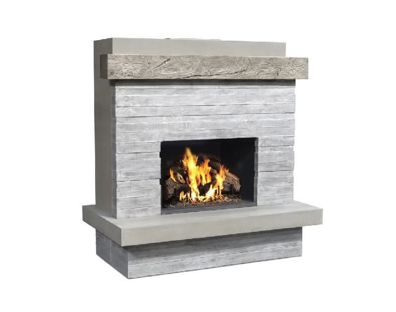 American Fyre Designs 68 1/2 Inch Vent-Free Wall Mount Outdoor Brooklyn Fireplace, French Barrel Oak, Key Value on the RIGHT/Gas Source UNDERNEATH- 150-CG-N-FO-RUC