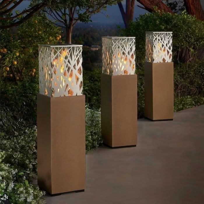 American Fyre Designs Nest 16 Inch Lantern Square Fire Urn, Black Lava, Propane Gas- 715-BA-11-M1PC