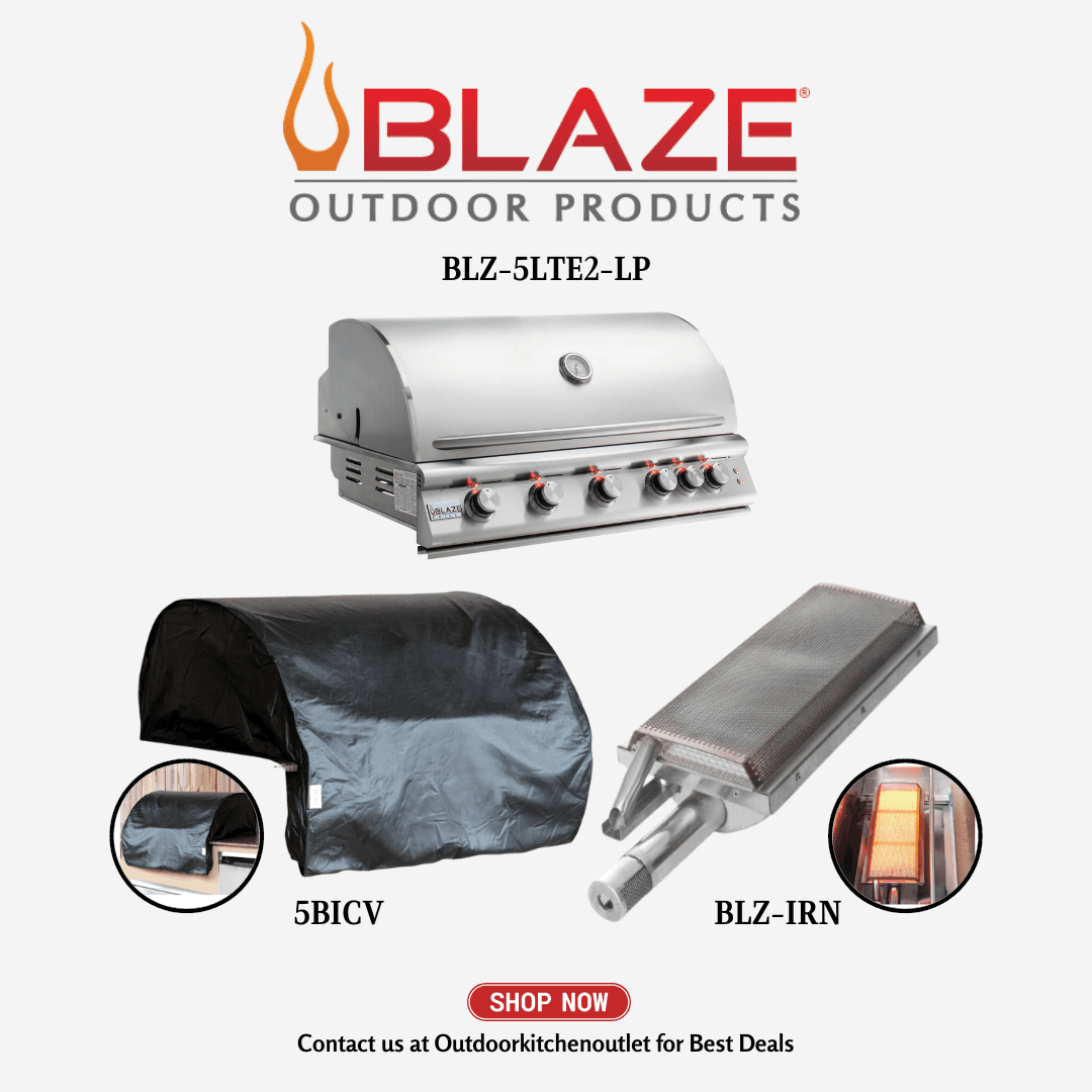 Blaze Outdoor Premium Package 5 LTE 5 Burner Grill Package with Cover and Infrared Burner LP